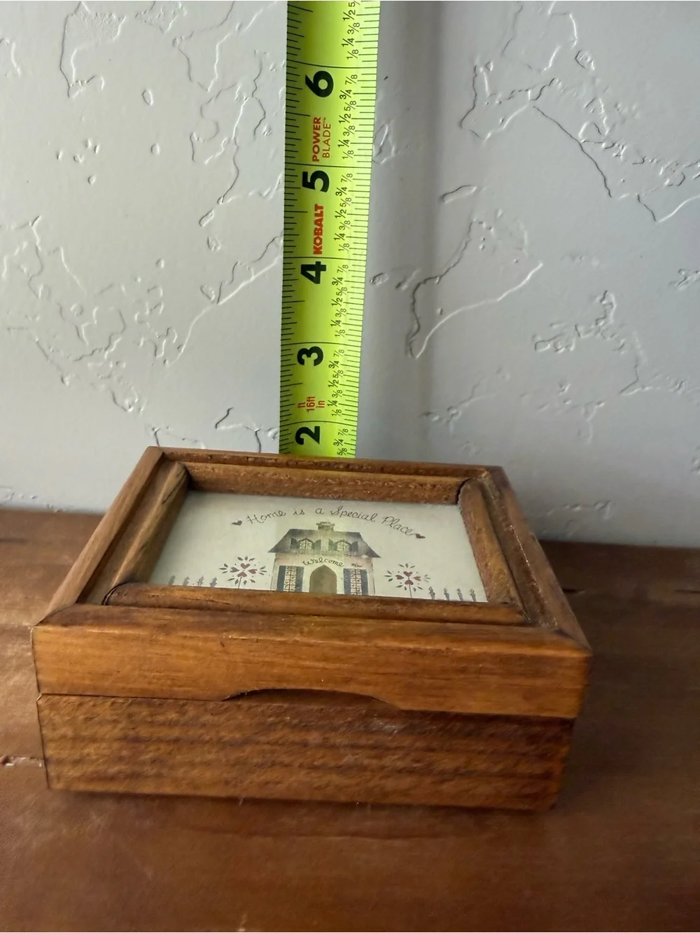 Brown Wood Trinket Box with 'Home is a Special Place' Artwork